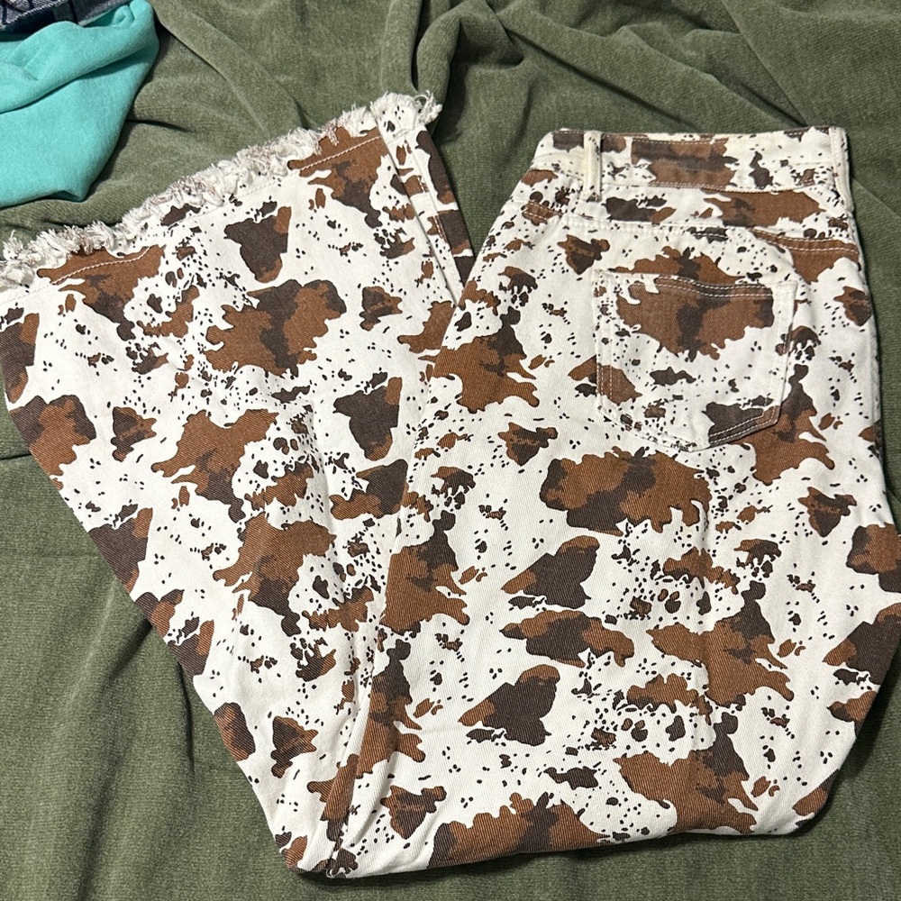 Cow Print Flare Jeans